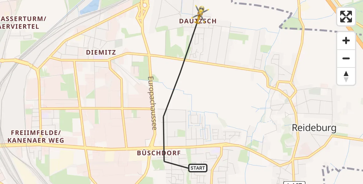 Flugroute Rettungshubschrauber Halle (Saale) - Halle (Saale), 26 Mai 2026, 16:06