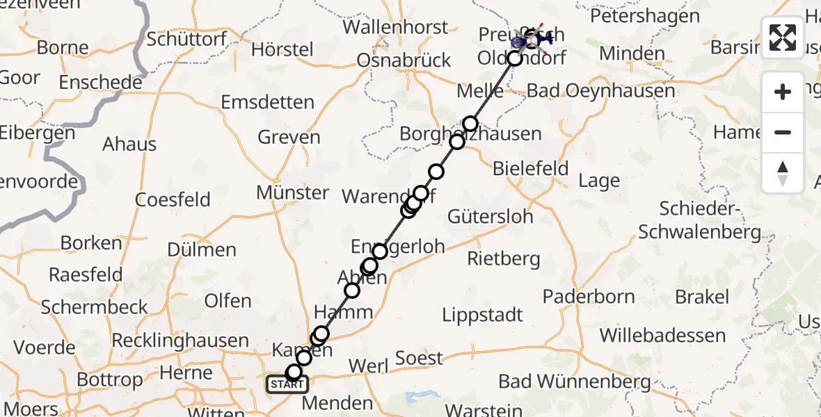Flugroute Polizeihubschrauber Dortmund Flughafen - Lübbecke, 26 Mai 2026, 16:38
