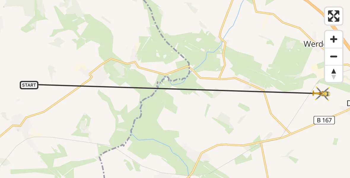 Flugroute Rettungshubschrauber Wusterhausen/Dosse - Dabergotz, 26 Mai 2026, 17:01