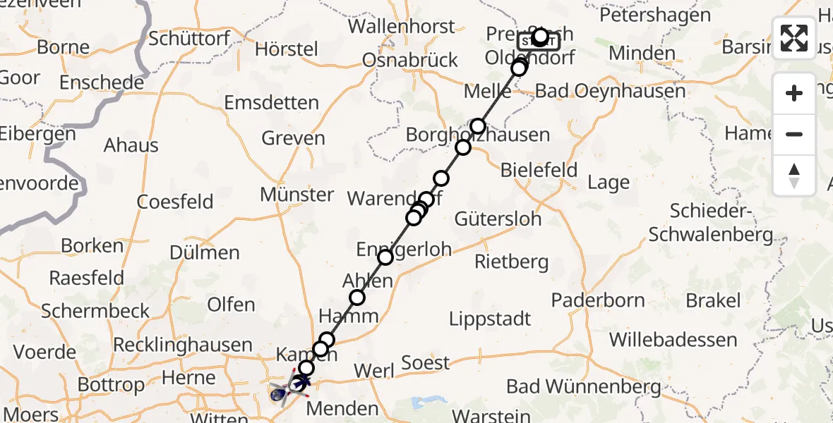 Flugroute Polizeihubschrauber Preußisch Oldendorf - Dortmund Flughafen, 26 Mai 2026, 17:17
