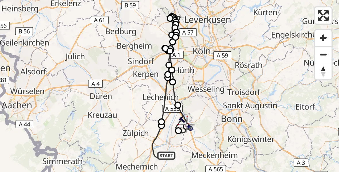 Flugroute Polizeihubschrauber Euskirchen - Weilerswist, 26 Mai 2026, 17:20