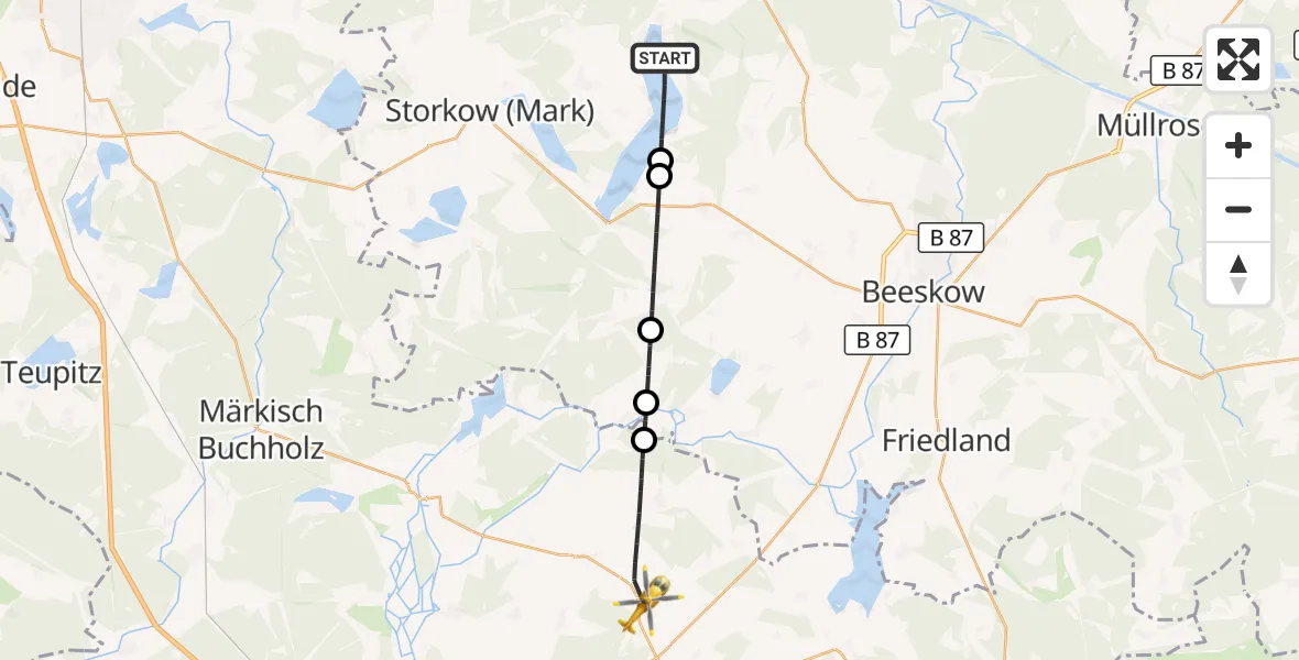 Flugroute Rettungshubschrauber Bad Saarow - Märkische Heide, 26 Mai 2026, 17:22