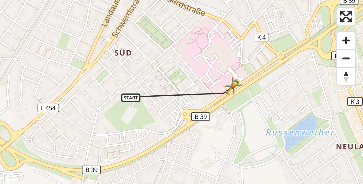 Flugroute Rettungshubschrauber Speyer - Speyer, 26 Mai 2026, 18:47