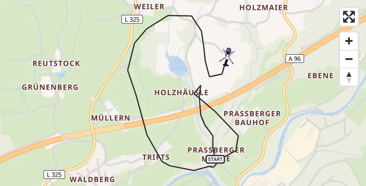 Flugroute Polizeihubschrauber Wangen im Allgäu - Wangen im Allgäu, 26 Mai 2026, 19:11