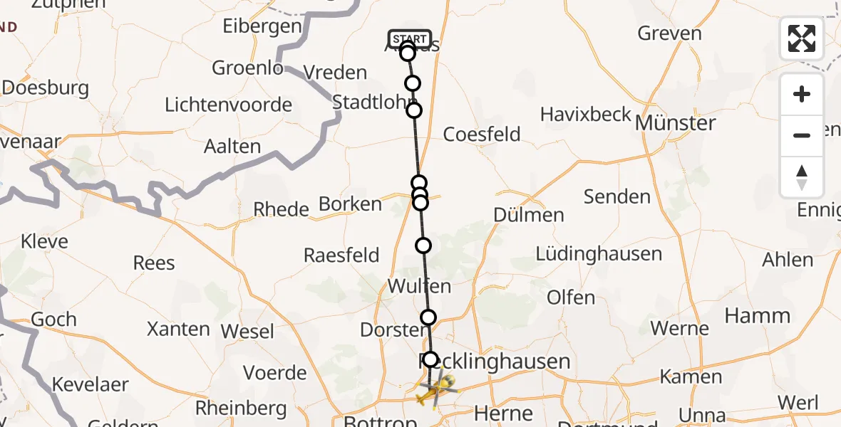 Flugroute Ambulanzhubschrauber Ahaus - Gelsenkirchen, 26 Mai 2026, 19:59