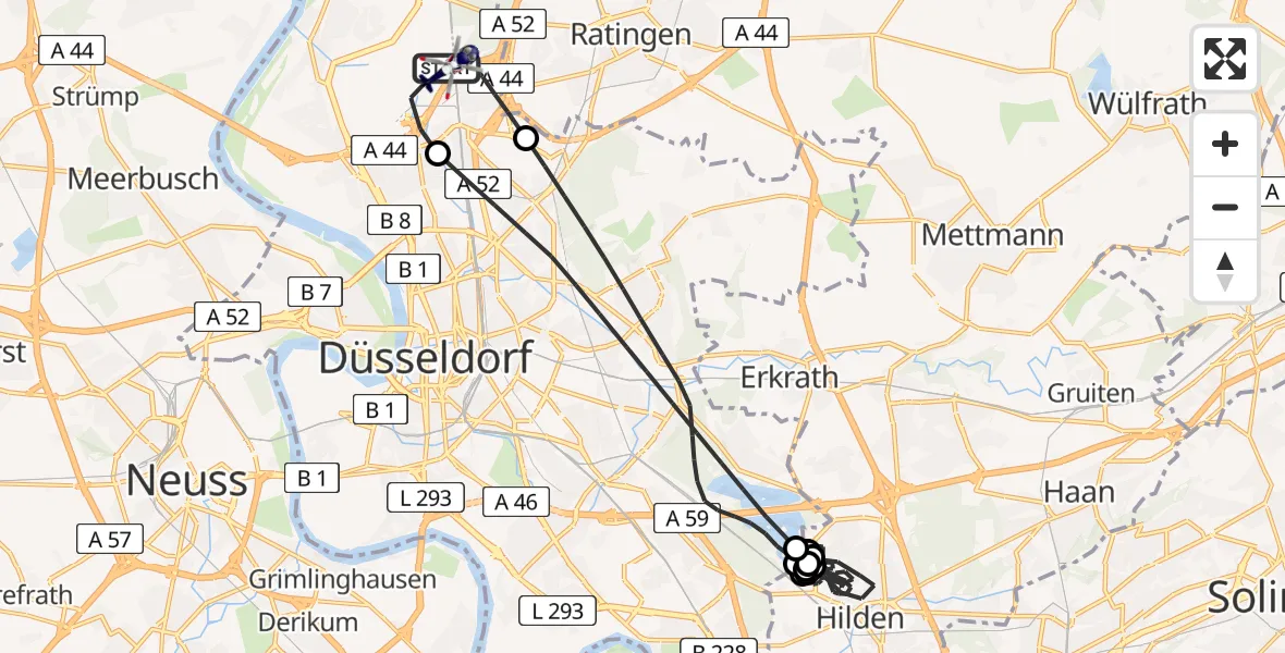 Flugroute Polizeihubschrauber Düsseldorf Flughafen - Düsseldorf Flughafen, 26 Mai 2026, 20:44