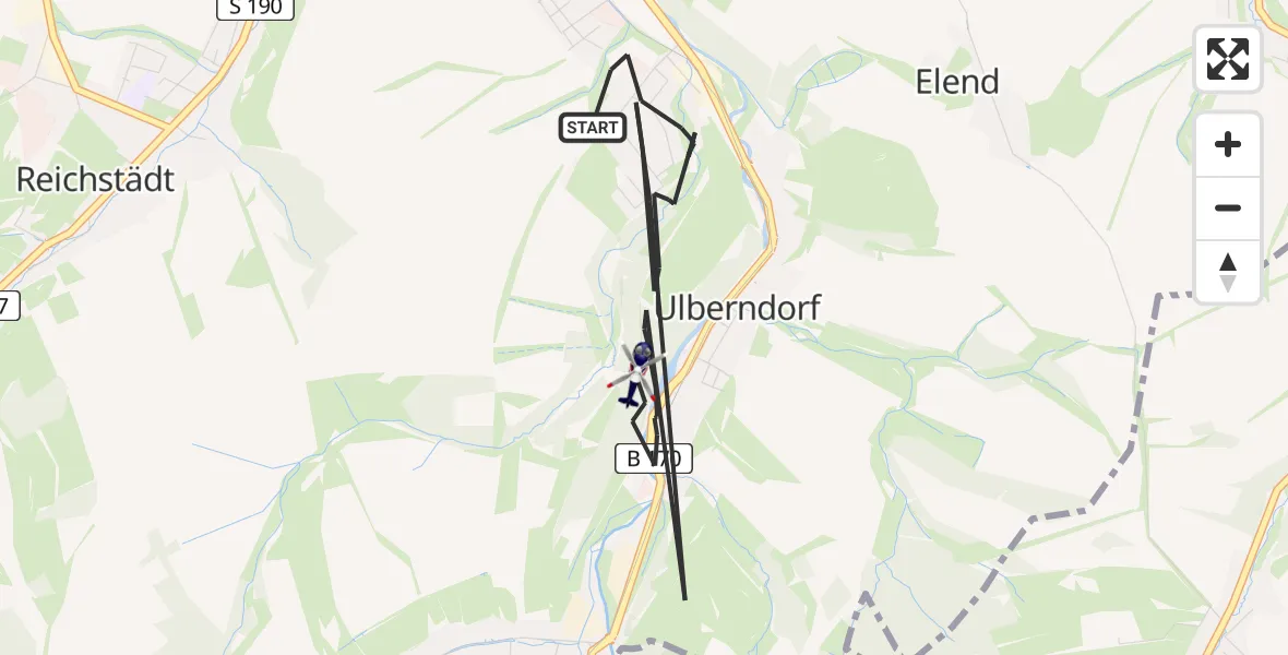 Flugroute Polizeihubschrauber Dippoldiswalde - Dippoldiswalde, 26 Mai 2026, 20:44