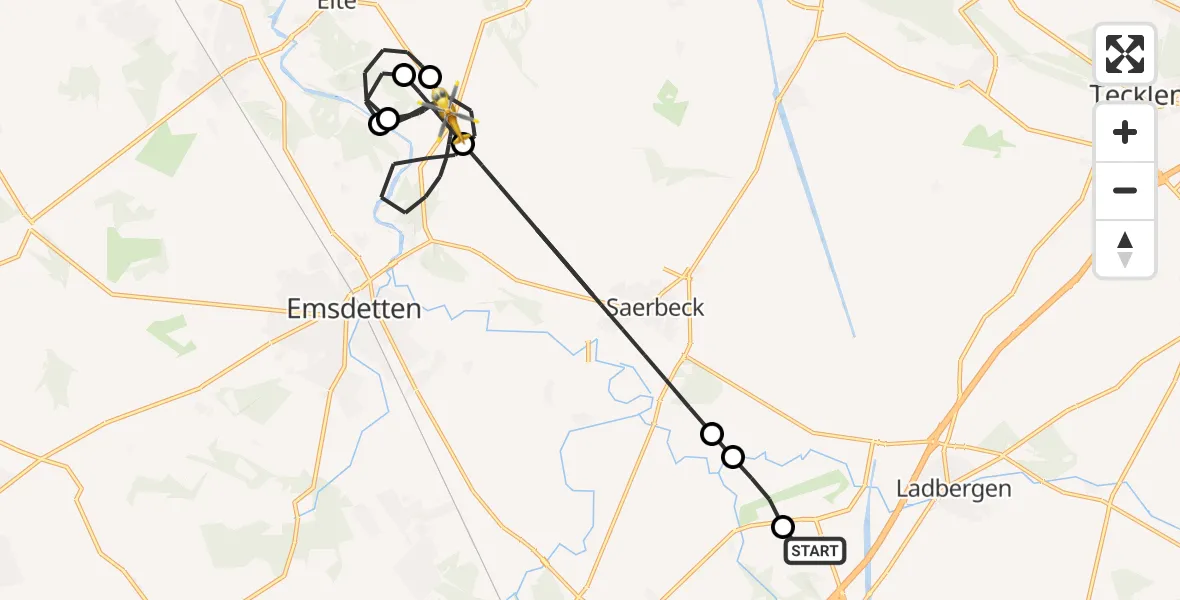 Flugroute Ambulanzhubschrauber Christoph  Westfalen-ADAC - Emsdetten, 26 Mai 2026, 21:56