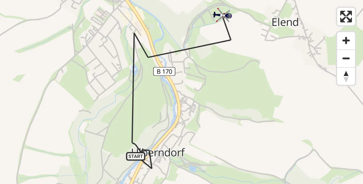 Flugroute Polizeihubschrauber Dippoldiswalde - Dippoldiswalde, 26 Mai 2026, 22:04