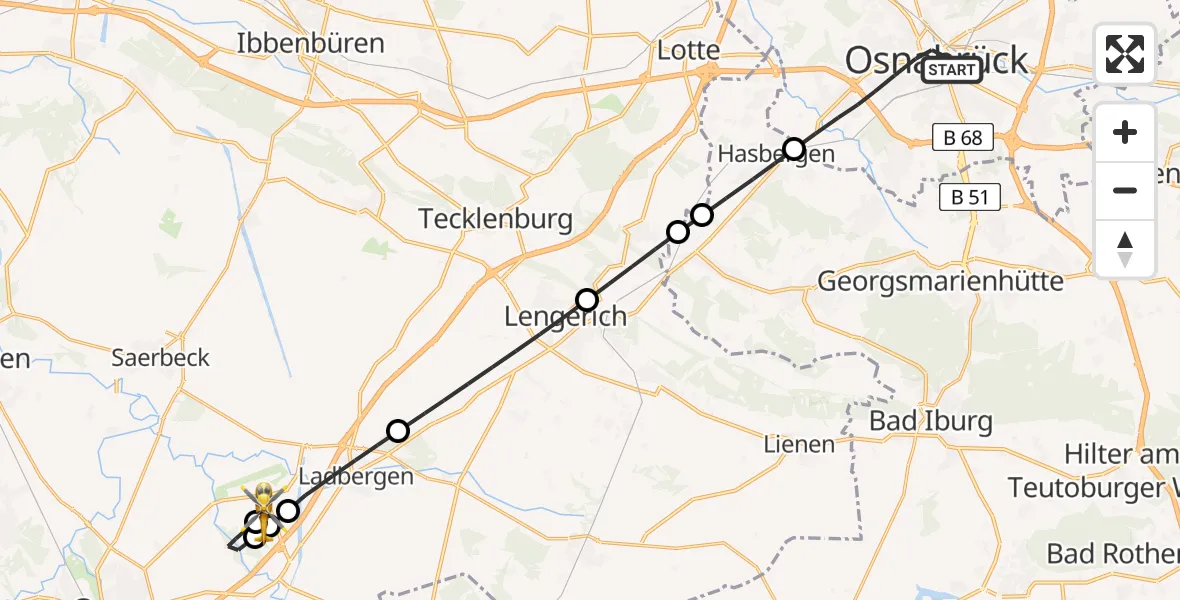 Flugroute Ambulanzhubschrauber Osnabrück - Christoph  Westfalen-ADAC, 26 Mai 2026, 23:54