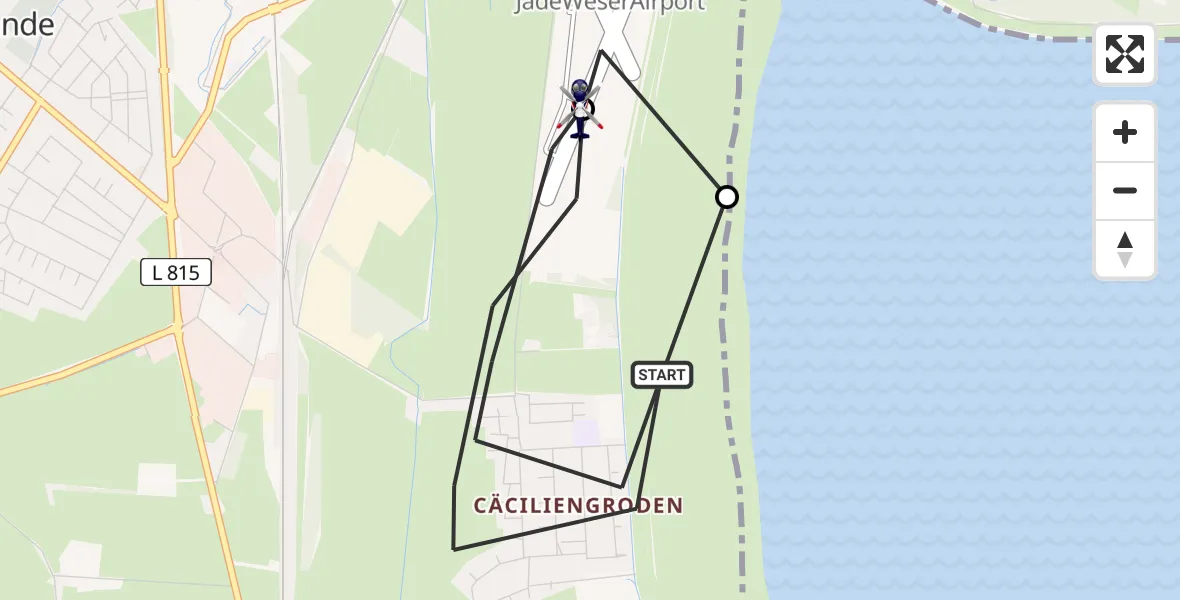 Flugroute Polizeihubschrauber Sande - JadeWeser Flughafen, 27 Mai 2026, 08:13