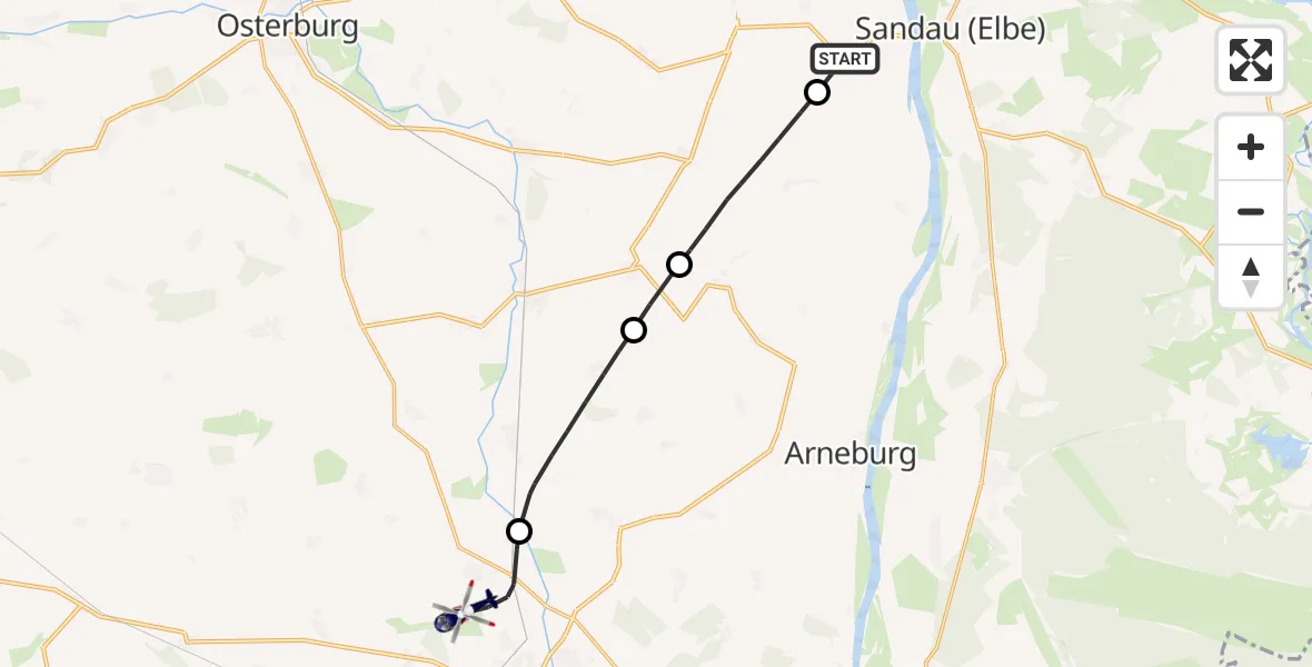 Flugroute Polizeihubschrauber Iden - Stendal, 27 Mai 2026, 08:29