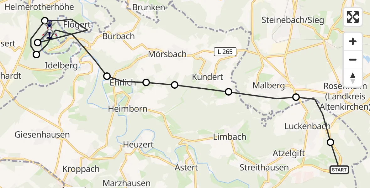 Flugroute Polizeihubschrauber Atzelgift - Stein-Wingert, 27 Mai 2026, 08:33