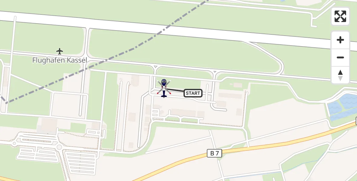 Flugroute Polizeihubschrauber Kassel Flughafen - Kassel Flughafen, 27 Mai 2026, 08:52