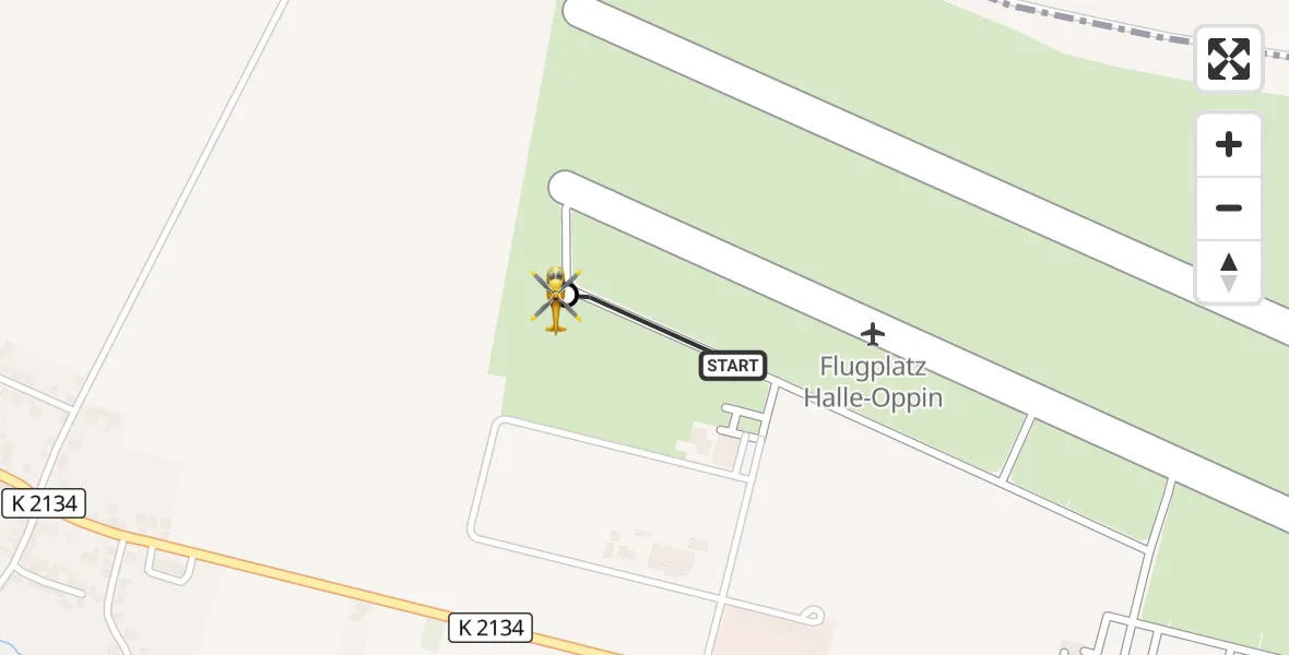 Flugroute Ambulanzhubschrauber Halle-Oppin Flugplatz - Landsberg, 27 Mai 2026, 09:06