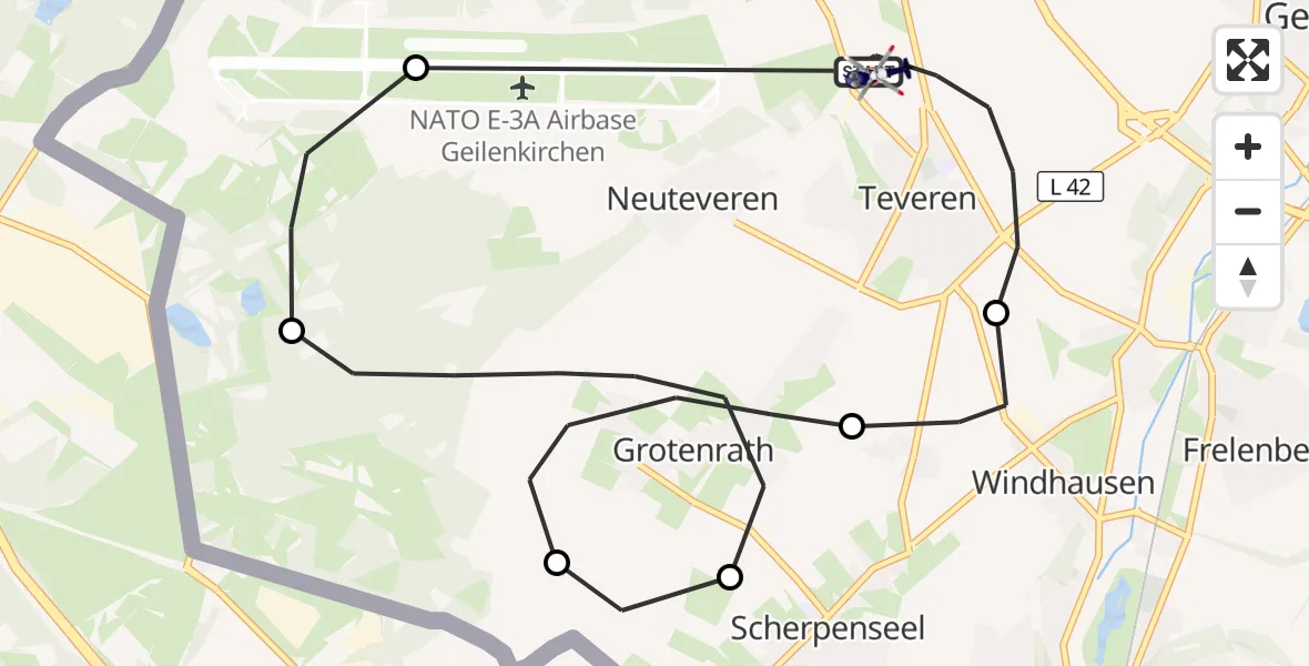 Flugroute Polizeihubschrauber Geilenkirchen - Geilenkirchen, 27 Mai 2026, 09:11