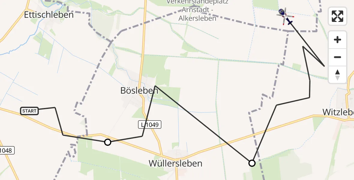 Flugroute Polizeihubschrauber Arnstadt - Osthausen-Wülfershausen, 27 Mai 2026, 09:23
