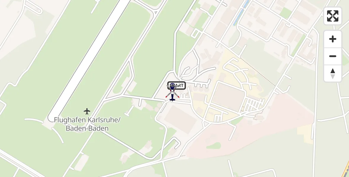 Flugroute Polizeihubschrauber Karlsruhe Baden-Baden Flughafen - Karlsruhe Baden-Baden Flughafen, 27 Mai 2026, 09:28