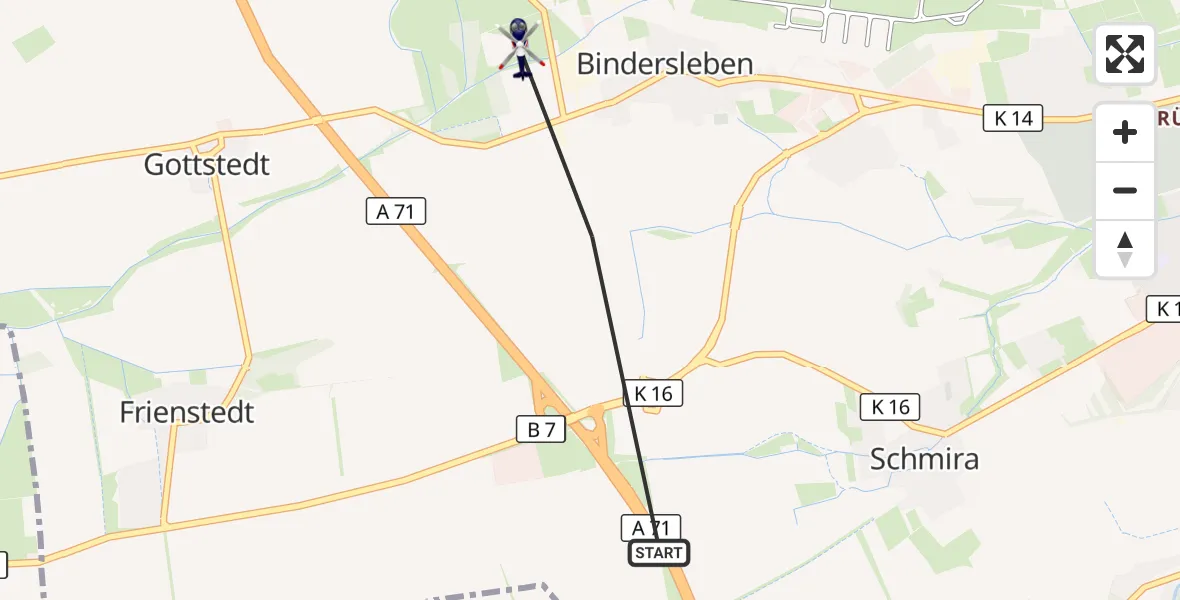 Flugroute Polizeihubschrauber Erfurt - Erfurt, 27 Mai 2026, 09:40