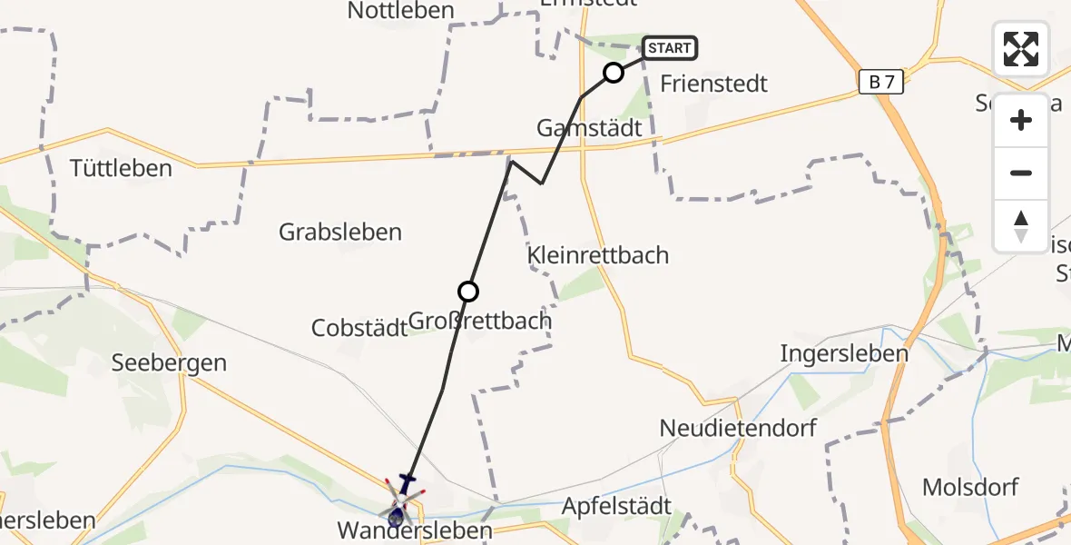 Flugroute Polizeihubschrauber Erfurt - Drei Gleichen, 27 Mai 2026, 10:29