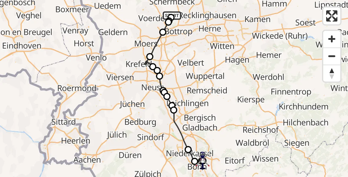 Flugroute Polizeihubschrauber Bottrop - Sankt Augustin, 27 Mai 2026, 10:31