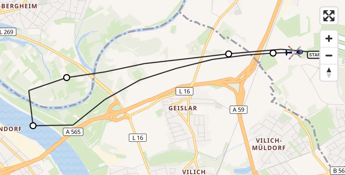 Flugroute Polizeihubschrauber Sankt Augustin - Sankt Augustin, 27 Mai 2026, 11:06