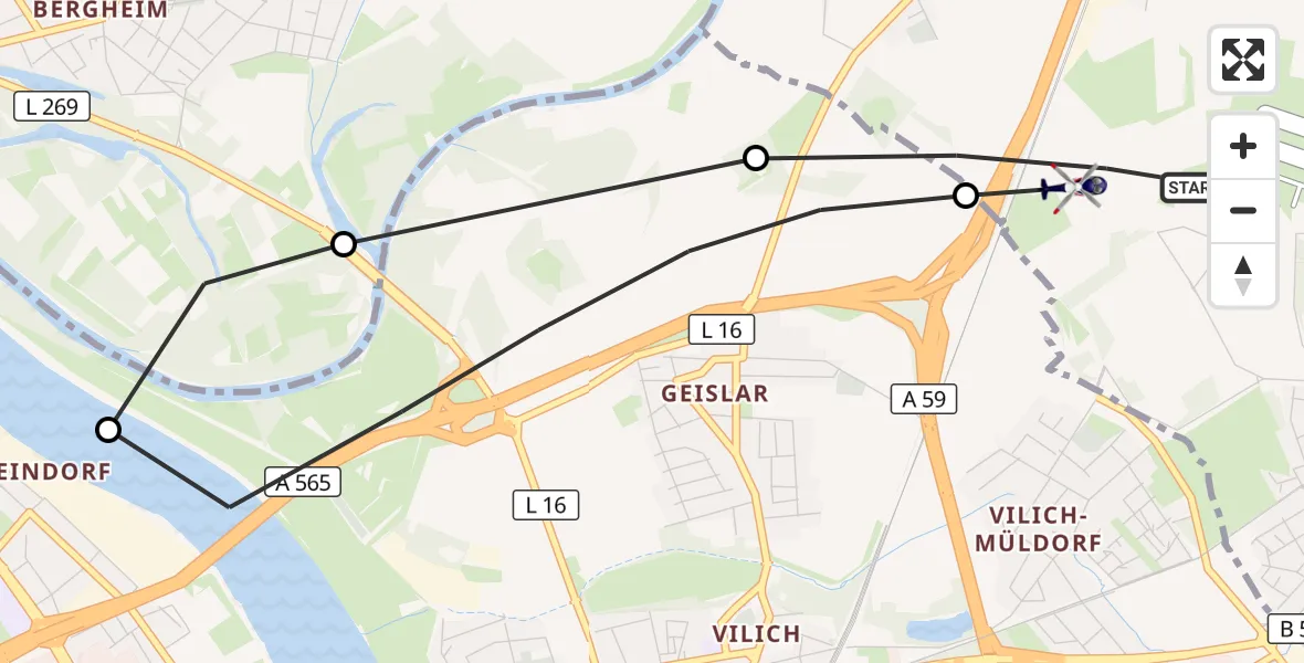 Flugroute Polizeihubschrauber Sankt Augustin - Sankt Augustin, 27 Mai 2026, 11:28