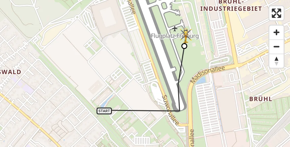 Flugroute Rettungshubschrauber Freiburg im Breisgau - Freiburg im Breisgau Flugplatz, 27 Mai 2026, 12:03