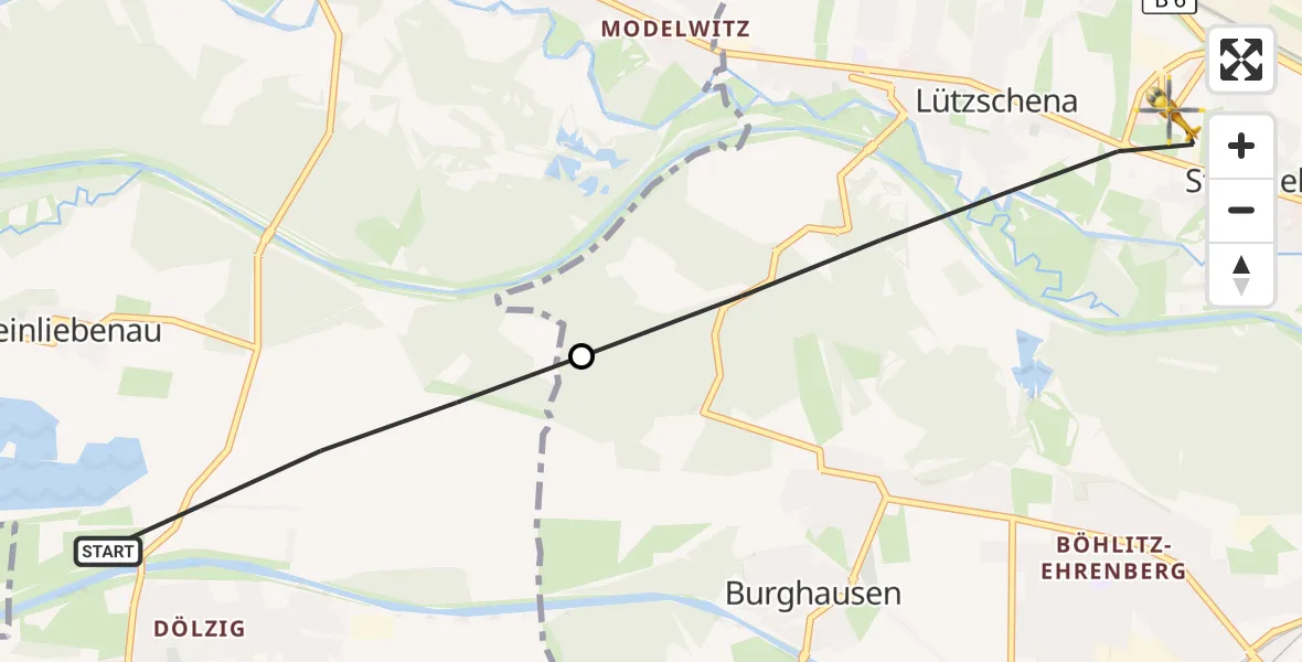 Flugroute Rettungshubschrauber Schkeuditz - Leipzig, 27 Mai 2026, 12:20