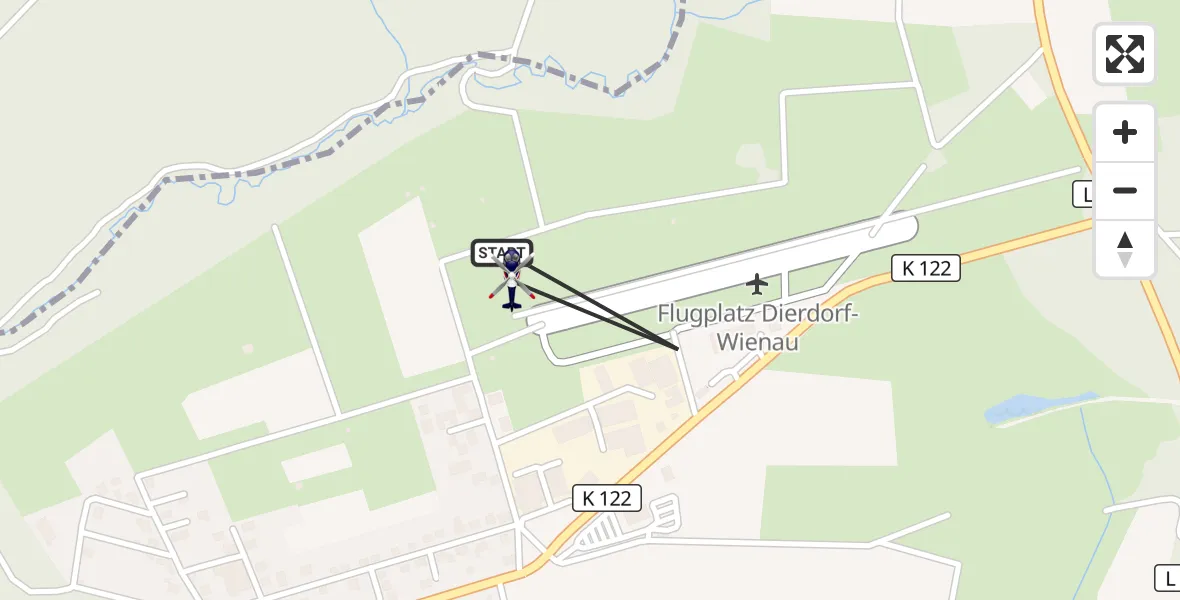 Flugroute Polizeihubschrauber Dierdorf-Wienau Flugplatz - Dierdorf-Wienau Flugplatz, 27 Mai 2026, 12:44