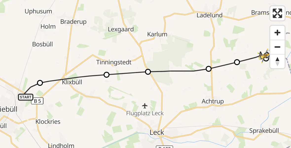 Flugroute Rettungshubschrauber Niebüll - Holt, 27 Mai 2026, 12:51