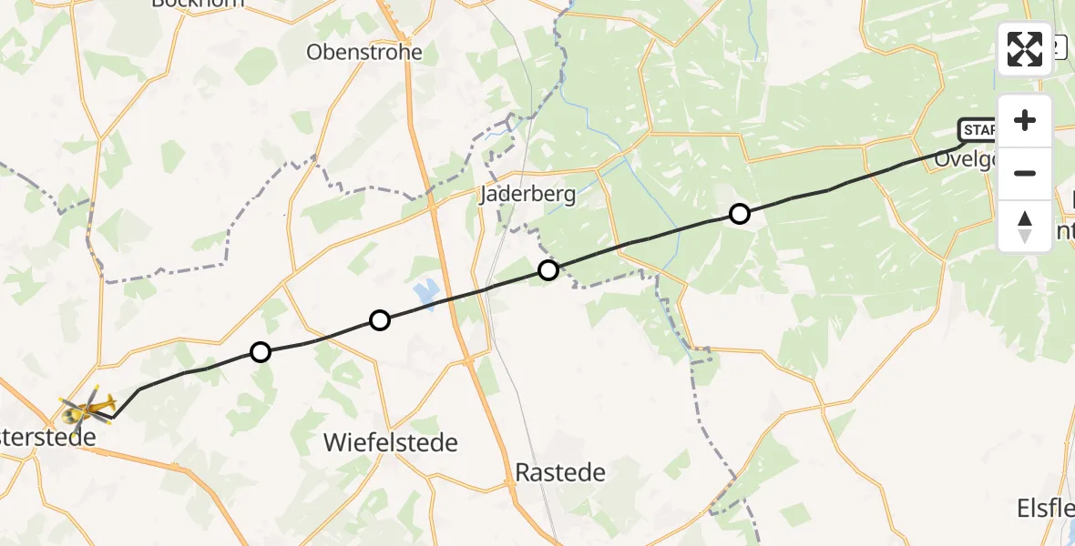 Flugroute Rettungshubschrauber Ovelgönne - Westerstede, 27 Mai 2026, 13:00