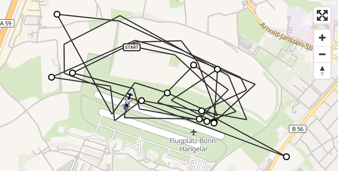 Flugroute Polizeihubschrauber Sankt Augustin - Bonn-Hangelar Flugplatz, 27 Mai 2026, 13:13