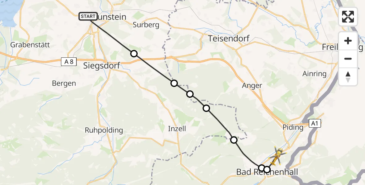 Flugroute Rettungshubschrauber Traunstein - Bad Reichenhall, 27 Mai 2026, 13:16