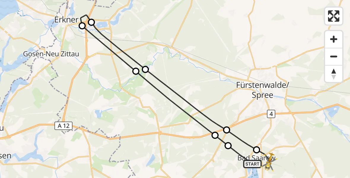 Flugroute Rettungshubschrauber Bad Saarow - Bad Saarow, 27 Mai 2026, 13:16