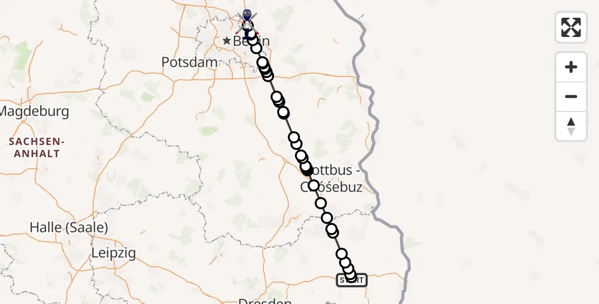 Flugroute Polizeihubschrauber Bautzen Flugplatz - Ahrensfelde Hubschrauberlandeplatz, 27 Mai 2026, 13:33