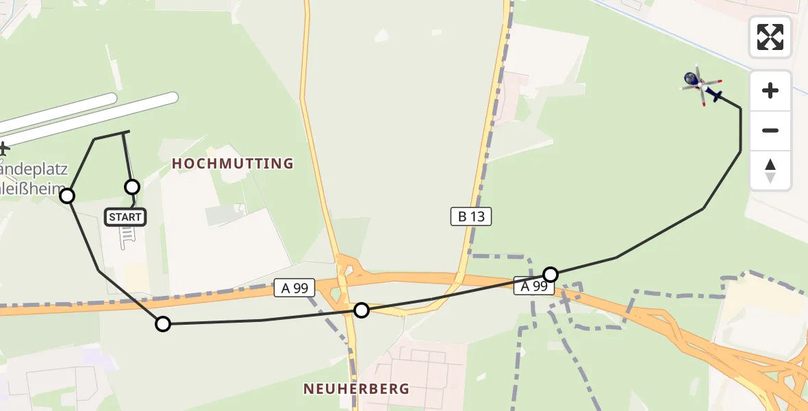 Flugroute Polizeihubschrauber Oberschleißheim - Garching b.München, 27 Mai 2026, 14:38
