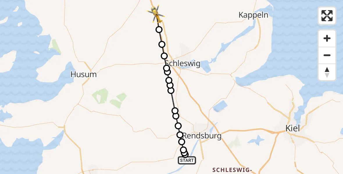 Flugroute Ambulanzhubschrauber Hörsten - Sieverstedt, 27 Mai 2026, 14:42