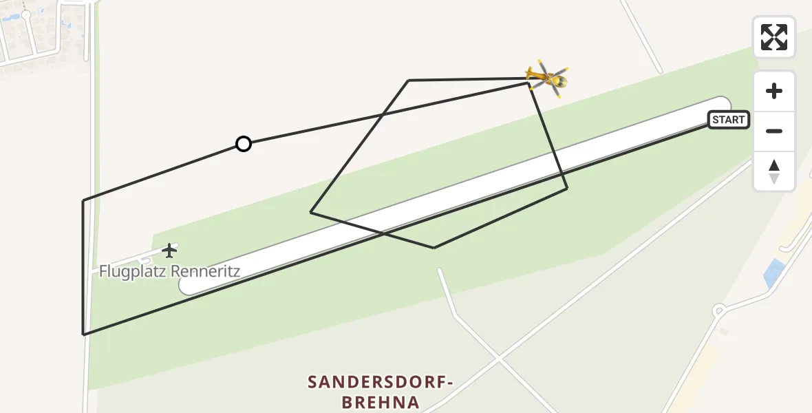 Flugroute Rettungshubschrauber Sandersdorf-Brehna - Renneritz Flugplatz, 27 Mai 2026, 14:52
