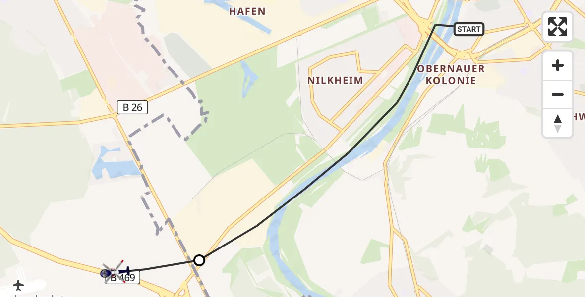 Flugroute Polizeihubschrauber Aschaffenburg - Großostheim, 27 Mai 2026, 14:57