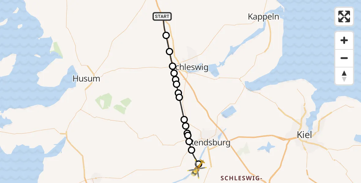 Flugroute Ambulanzhubschrauber Sieverstedt - Hörsten, 27 Mai 2026, 15:20