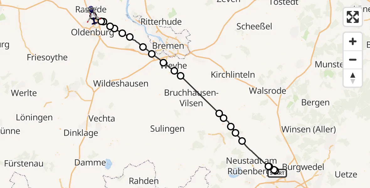 Flugroute Polizeihubschrauber Flughafen Hannover - Oldenburg Police Hubschrauberlandeplatz, 27 Mai 2026, 15:22