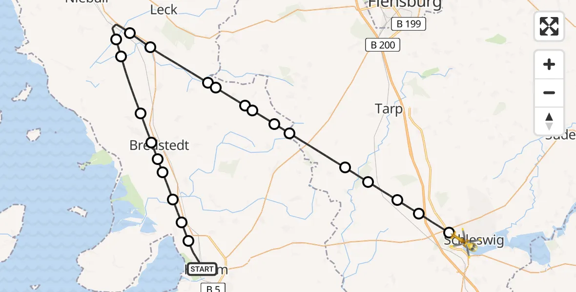 Flugroute Rettungshubschrauber Husum - Schleswig, 27 Mai 2026, 15:52