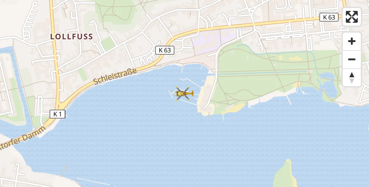 Flugroute Rettungshubschrauber Schleswig - Schleswig, 27 Mai 2026, 16:17