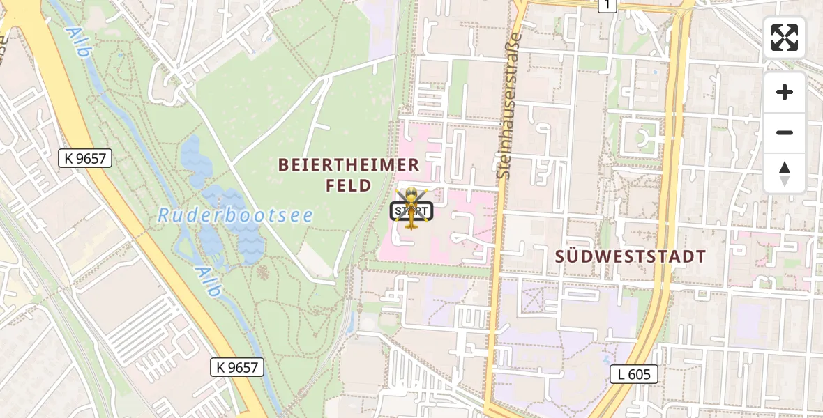 Flugroute Rettungshubschrauber Sankt Vincentius Hospital - Sankt Vincentius Hospital, 27 Mai 2026, 16:18