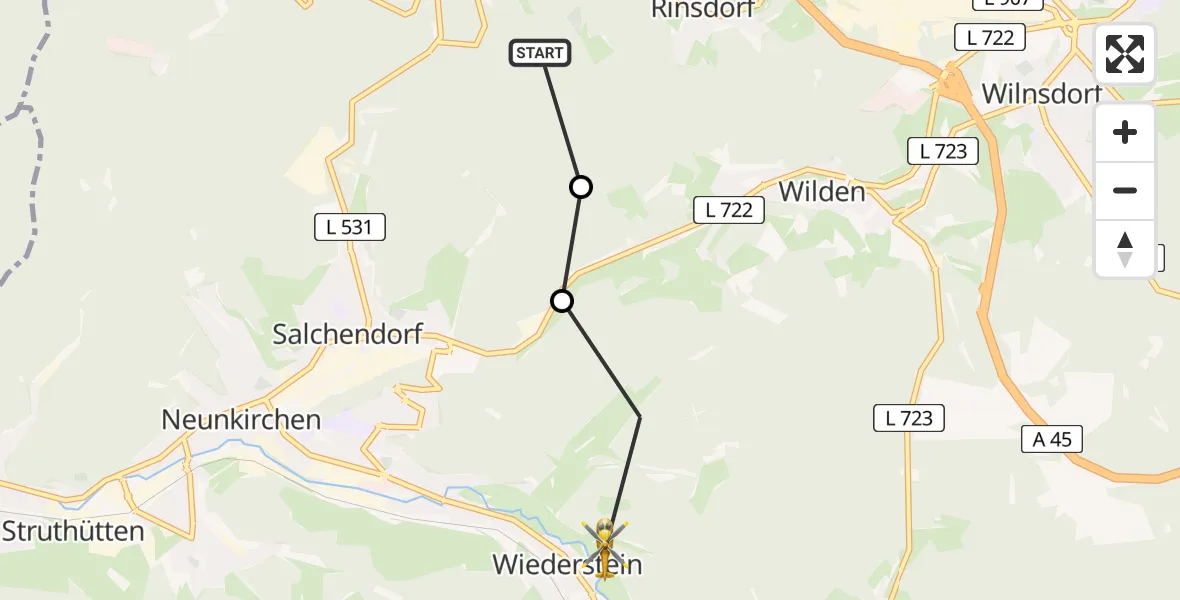 Flugroute Ambulanzhubschrauber Siegen - Neunkirchen, 27 Mai 2026, 16:49