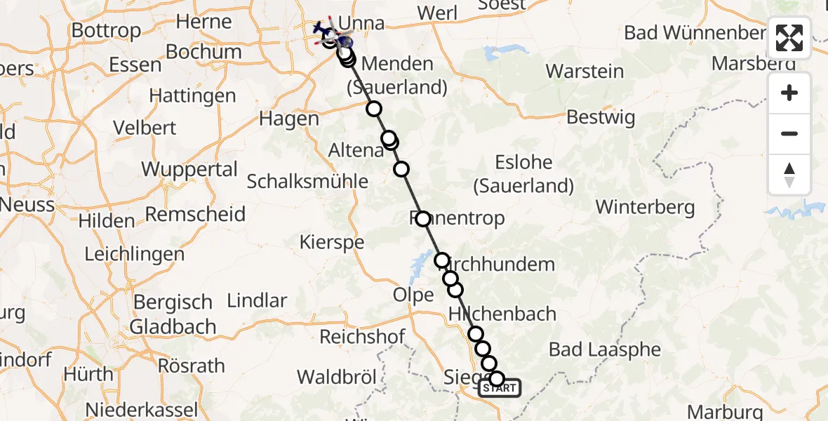 Flugroute Polizeihubschrauber Wilnsdorf - Dortmund Flughafen, 27 Mai 2026, 17:48