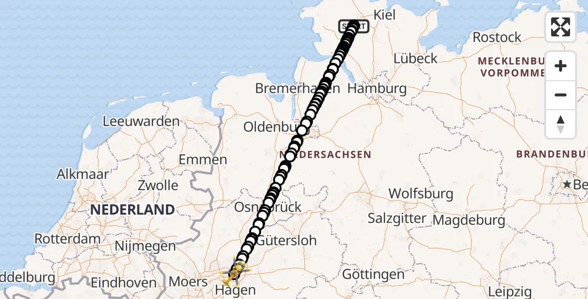 Flugroute Ambulanzhubschrauber Hörsten - Dortmund Hospital North, 27 Mai 2026, 17:50