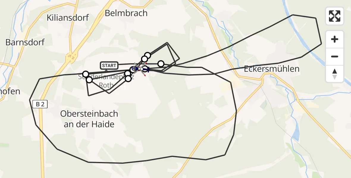 Flugroute Polizeihubschrauber Flugplatz Roth - Flugplatz Roth, 27 Mai 2026, 17:52
