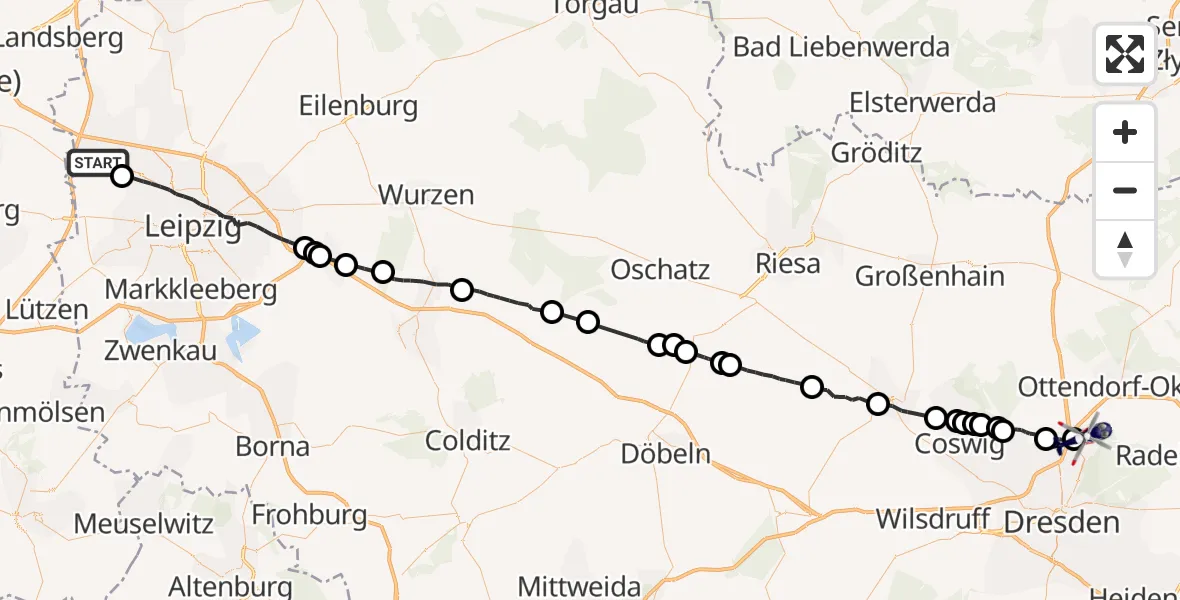 Flugroute Polizeihubschrauber Schkeuditz - Dresden Flughafen, 27 Mai 2026, 17:59